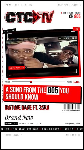 Have you heard “Brand New” by BigTime Bake ft. 3Skii?

A song from the 805 you should know 🔌 Straight out of Oxnard. Tap in w...