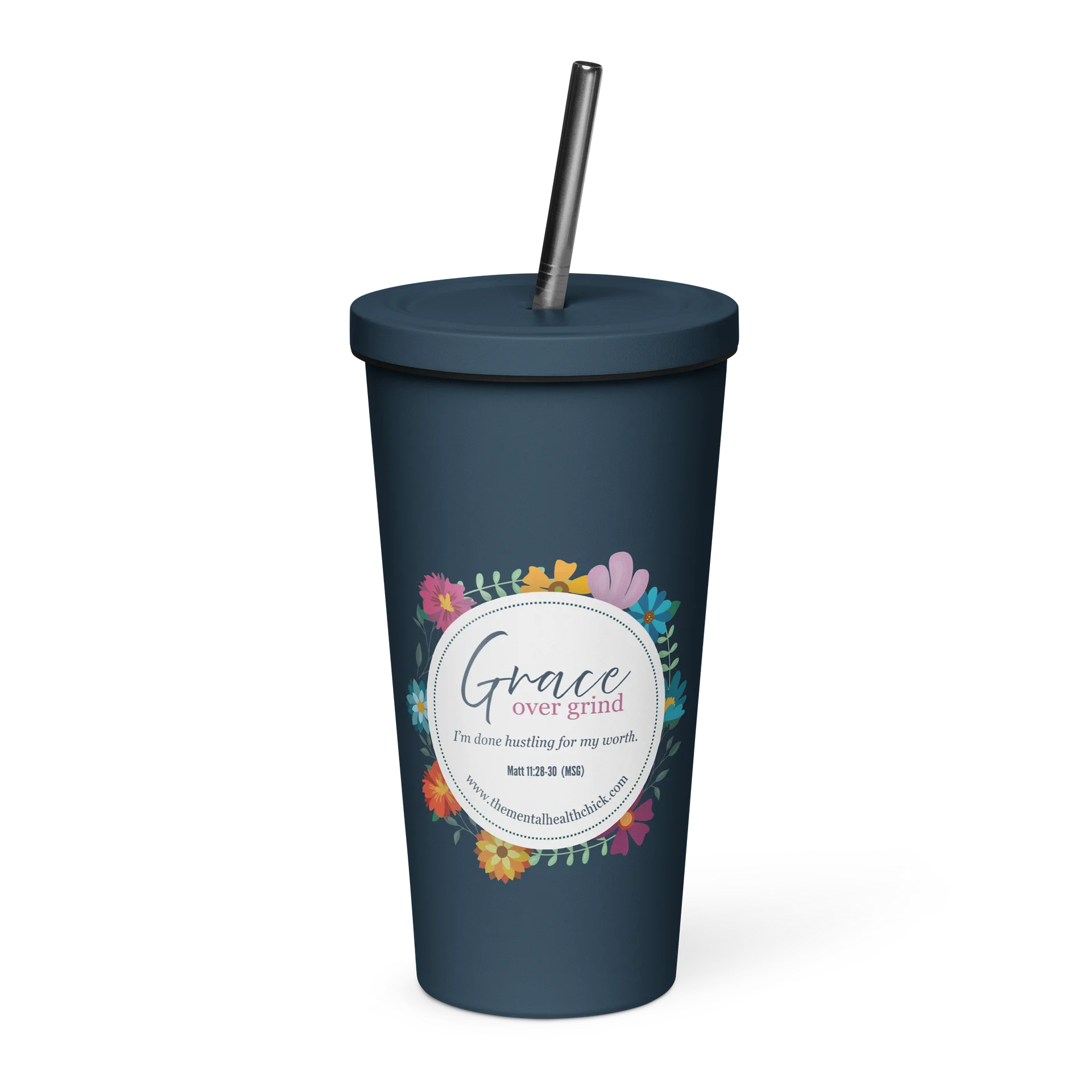 Grace Over Grind Floral Tumbler product image (1)