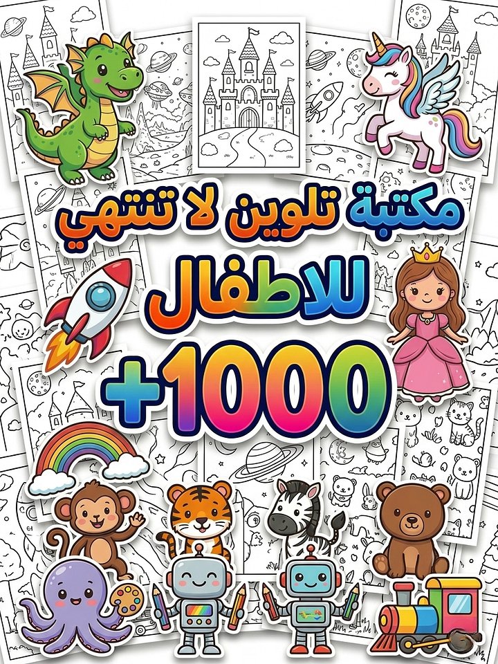 مكتبة التلوين الرقمية للأطفال: أكثر من 1000 رسمة كرتونية ممتعة product image (1)