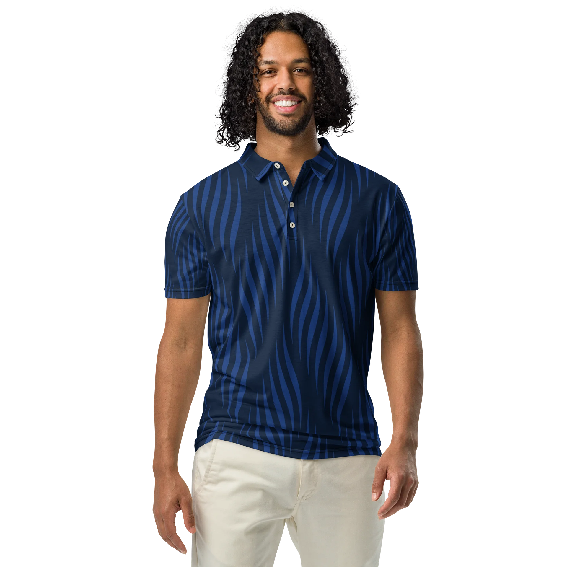 Blue Wave Abstract Slim Fit Polo product image (3)
