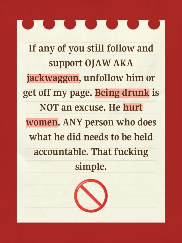 I don't care what side of the aisle you're on. I don't care if you have one follower or millions. I don't care if you lose everything. Being drunk is not an excuse as there is no fucking excuse. You took something away from those women with your actions. It's time you lose too even though it will never come near what they lost in that moment.  This goes out to every man out there. Yes, I know women do it too but the biggest perpetrator of these crimes is WHITE MEN. Stop making excuses for them. Stop asking for proof. Believe the women. Believe the victims. Be better than the scum who think they can do what they want with someone else's body.  I will stand up for EVERY victim of these crimes. 