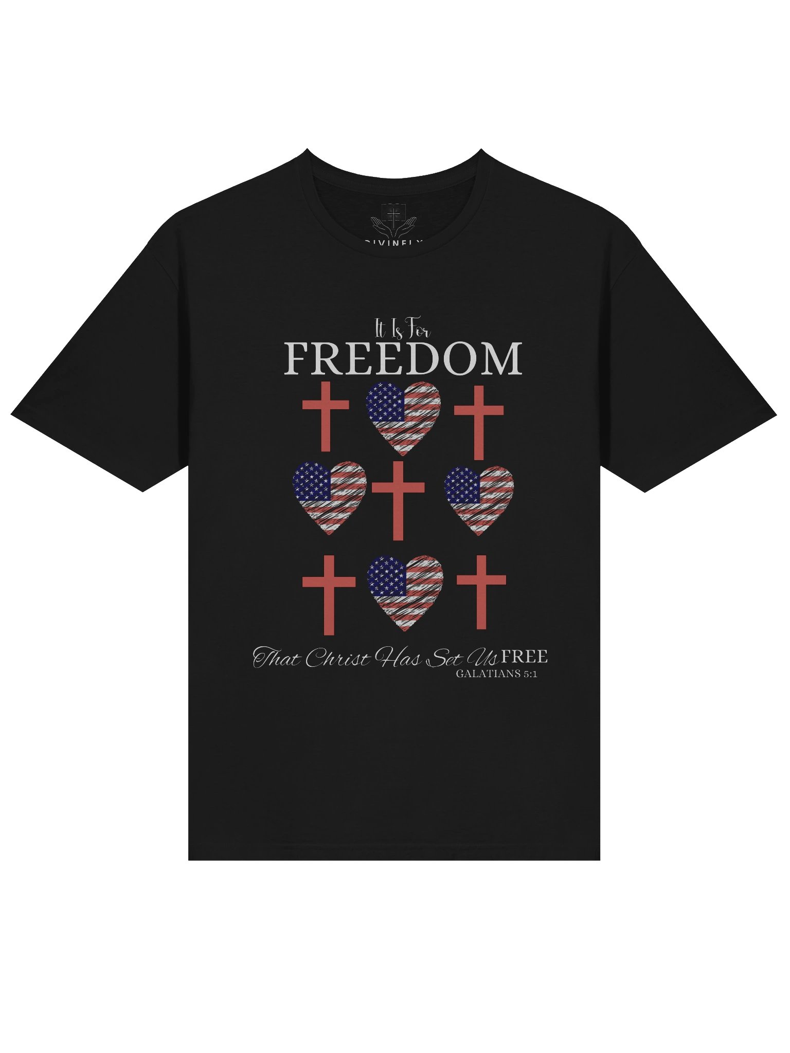 4TH Of July Freedom Bow Cross Heart Patriotic T-Shirt product image (1)