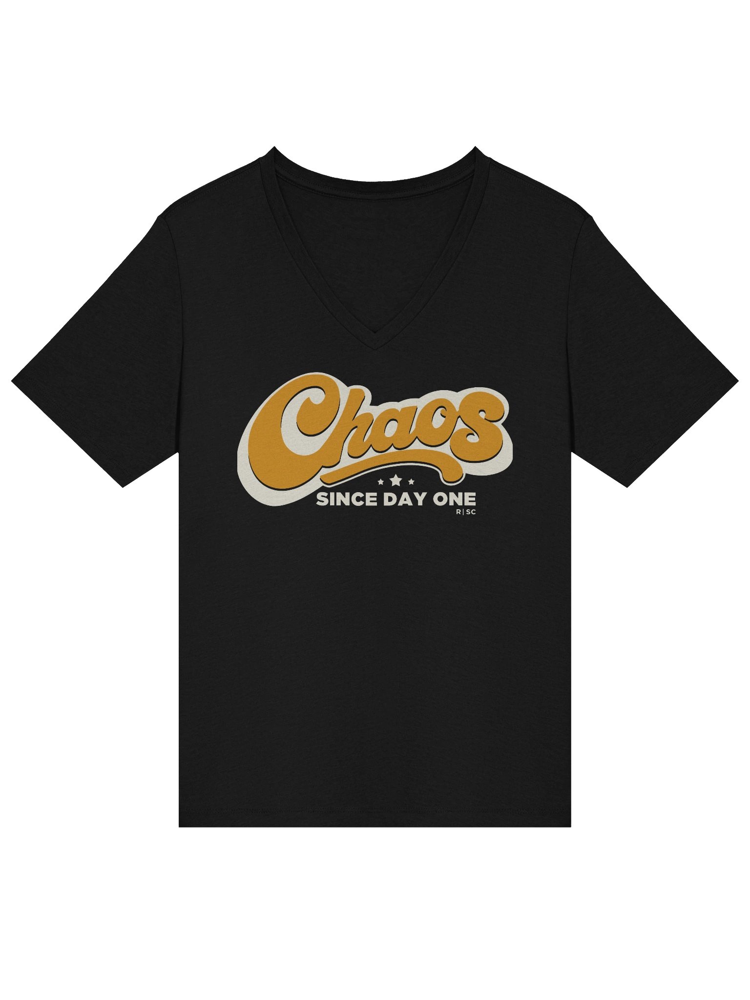 Chaos Since Day One V-neck T-shirt (Orange) product image (3)