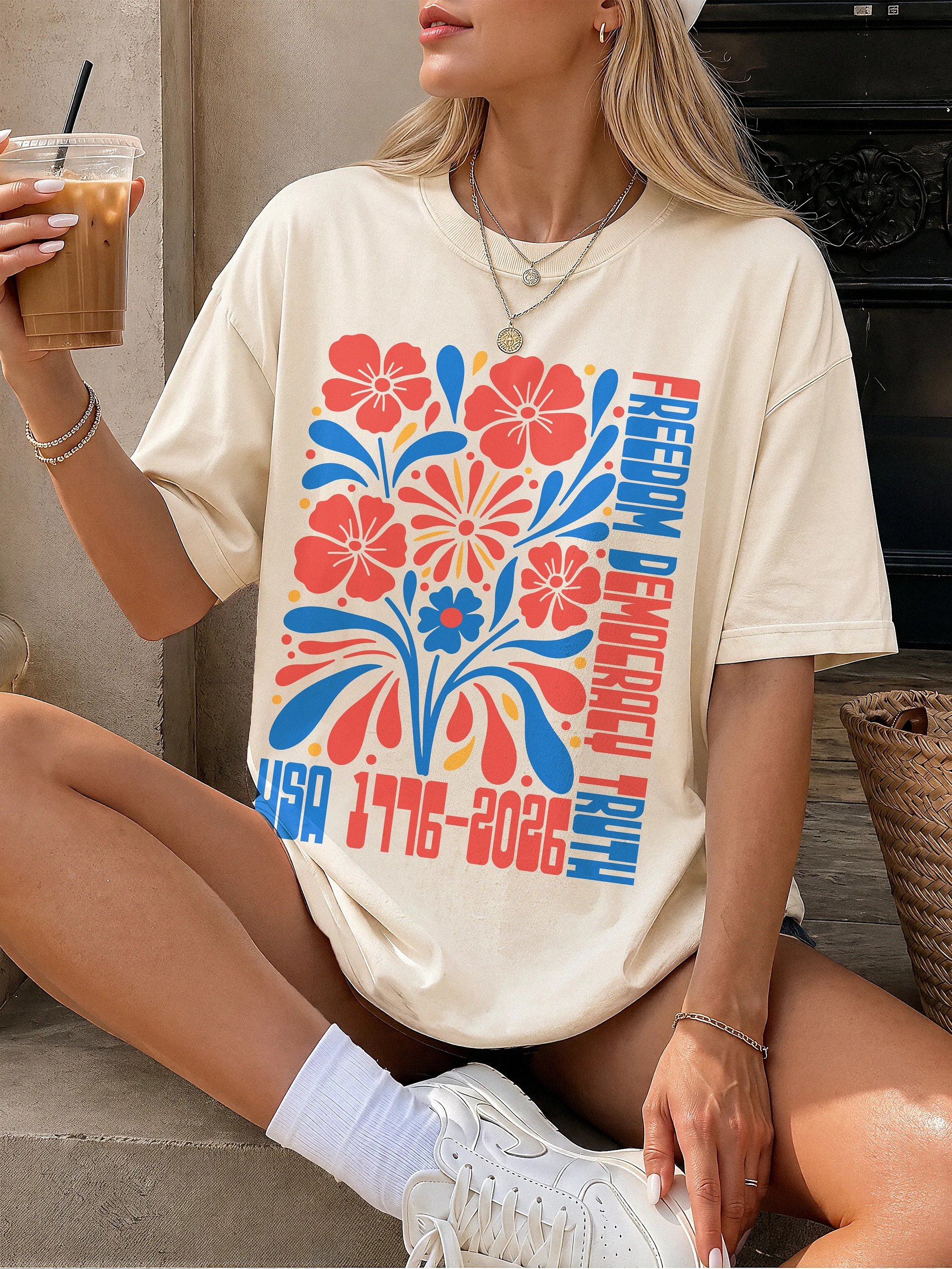 Freedom Democracy Truth USA 250th Birthday Tee product image (22)
