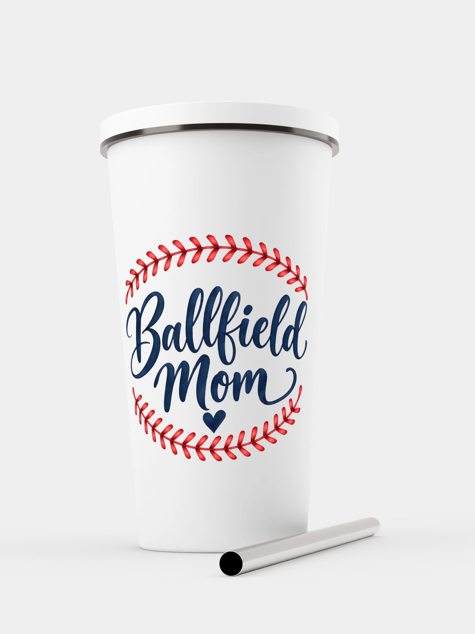 Ballfield Mom Baseball Stitch Tumbler | Cup with Straw product image (1)