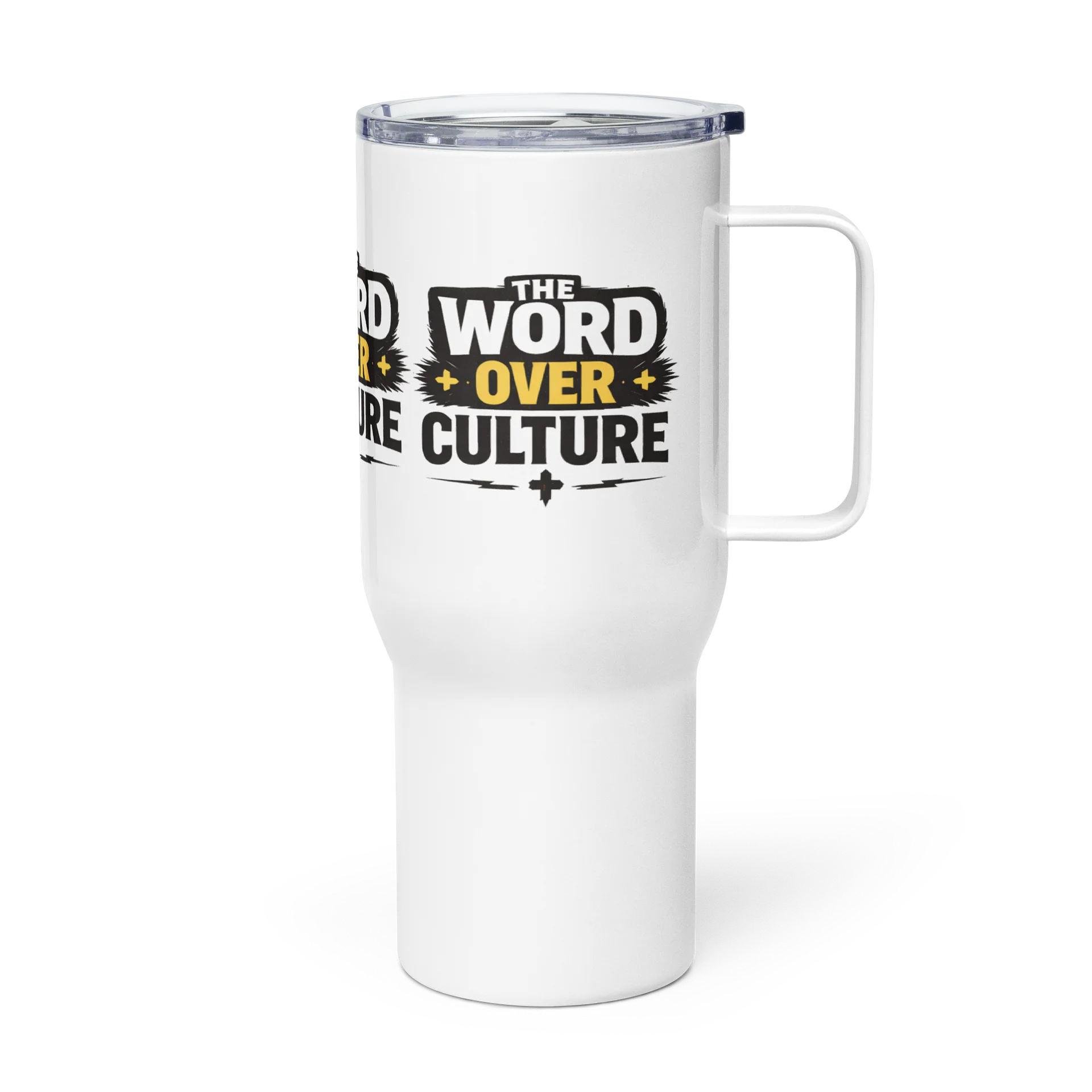 The word Over Culture Travel Mug product image (4)