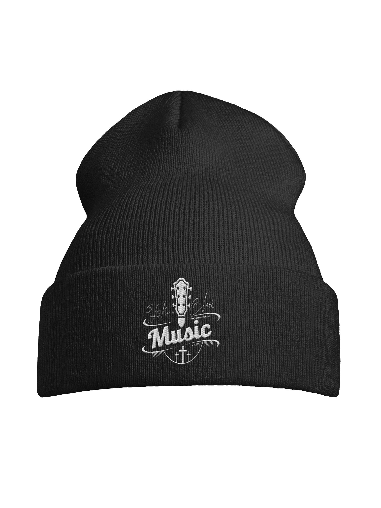 Joshua Clark Music Logo Cuffed Beanie White Stitching product image (79)