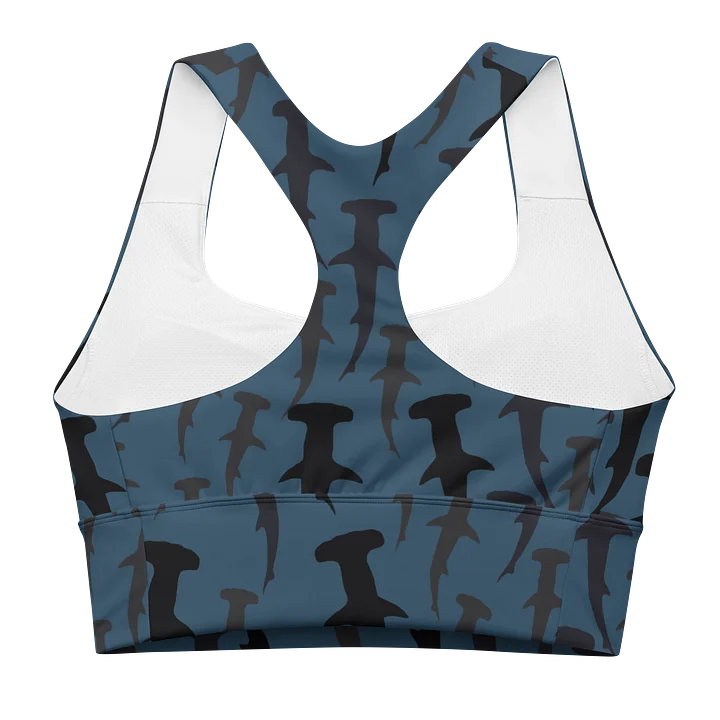 Hammerhead Sharks - Dark Ocean - Recycled Polyester - Longline Sports Bra product image (2)