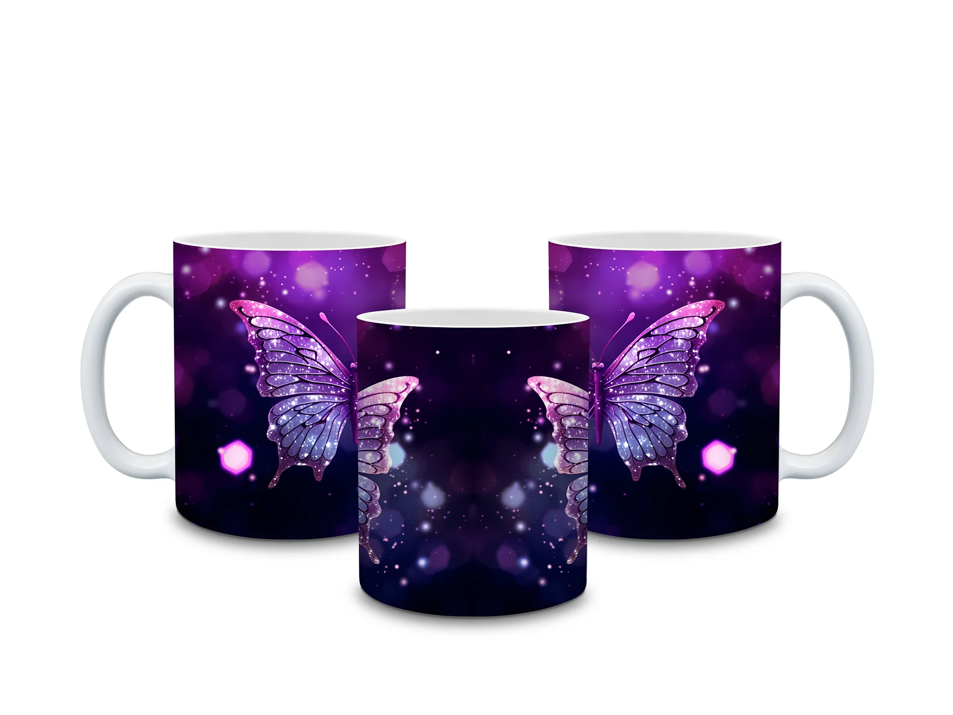 Glittery Butterfly 11oz Coffee Mug – Elegant Purple Butterfly Design Ceramic Cup – Perfect for Coffee, Tea, and Butterfly Lovers product image (4)