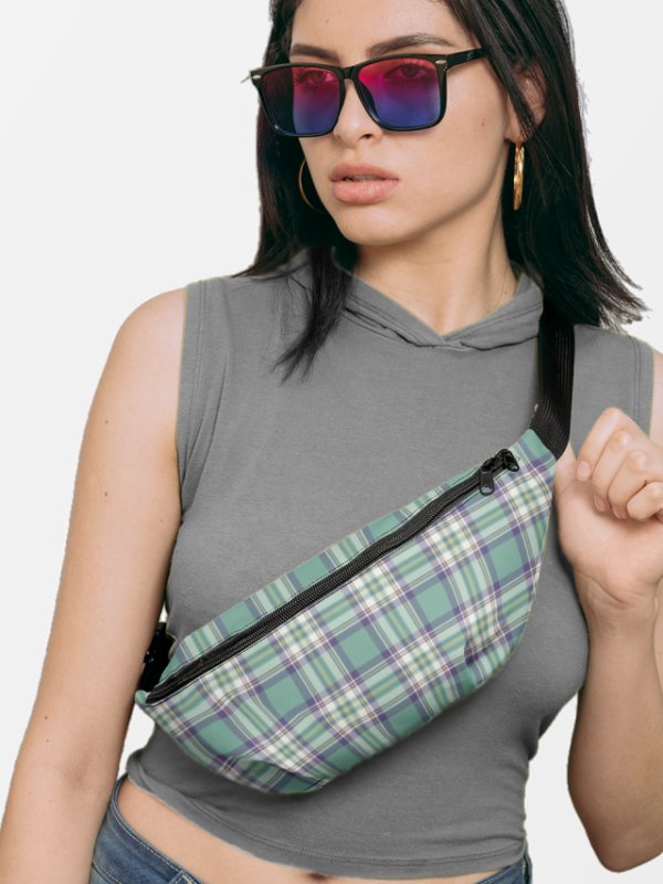 Light Green, Purple, and Yellow Plaid Fanny Pack product image (1)