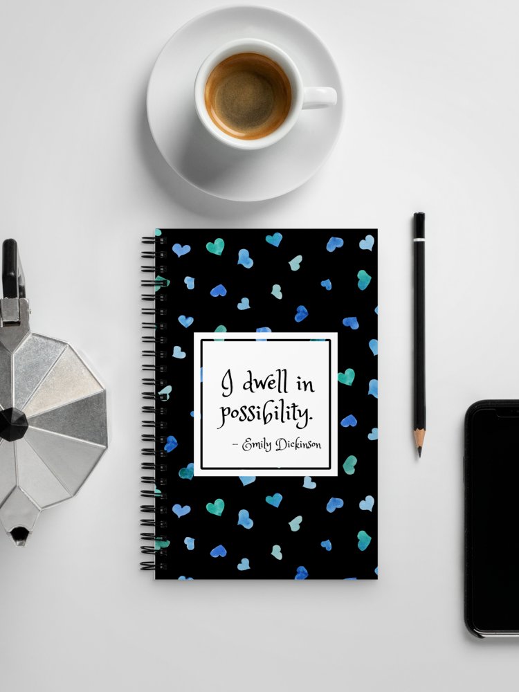 I Dwell in Possibility Quote on Hearts Notebook product image (8)