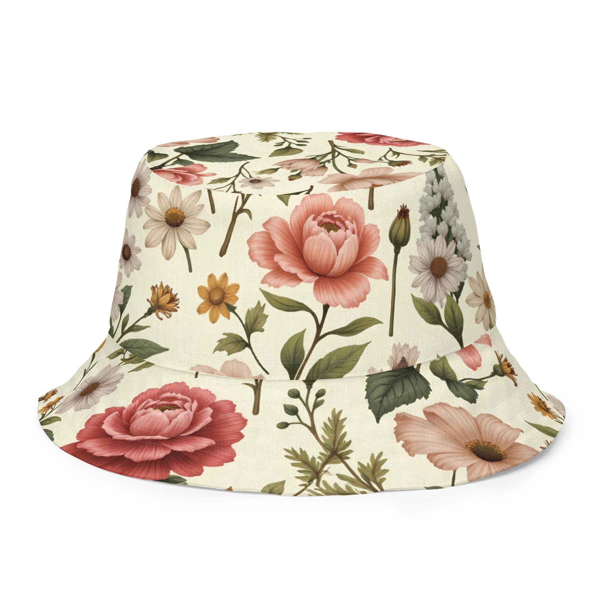 Vintage Romance Reversible Floral Bucket Hat – Rose & Peach Interior product image (7)