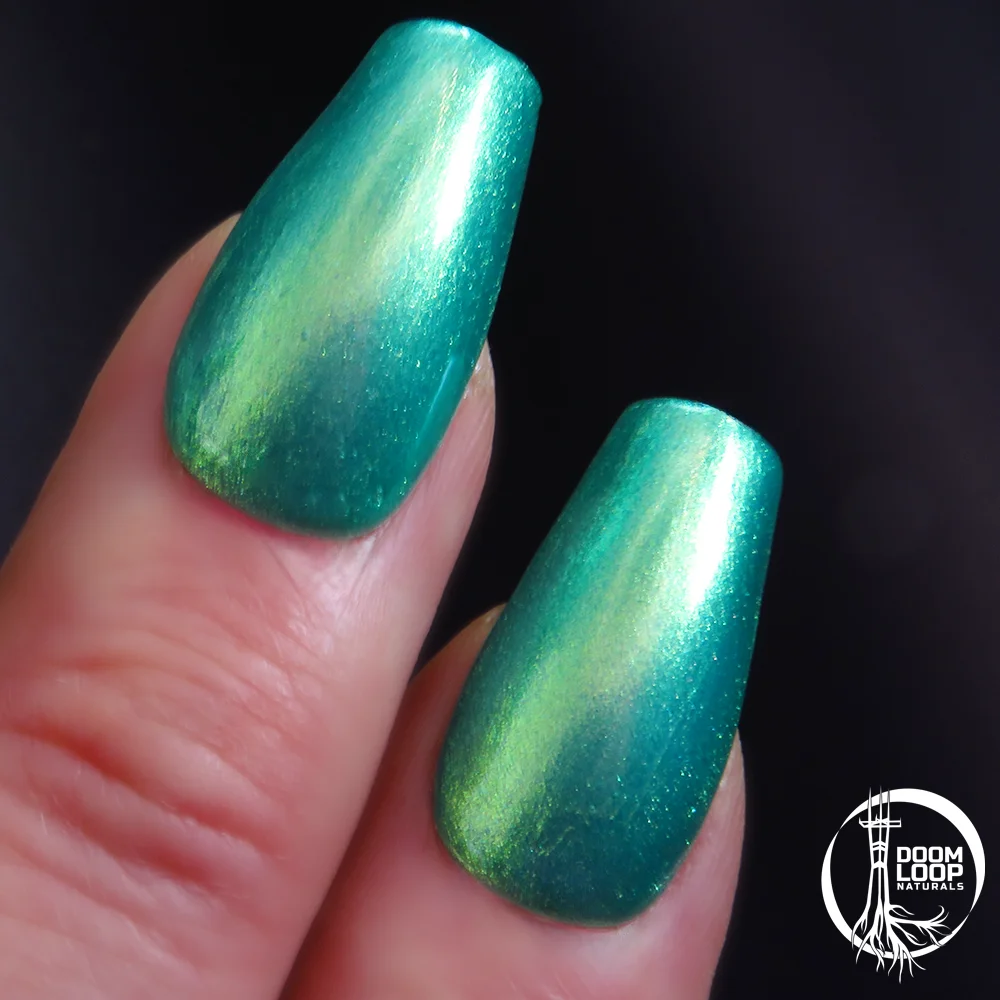 PICKLED ELVES - Glowy Aqua Green to Gold Duochrome Nail Polish product image (4)