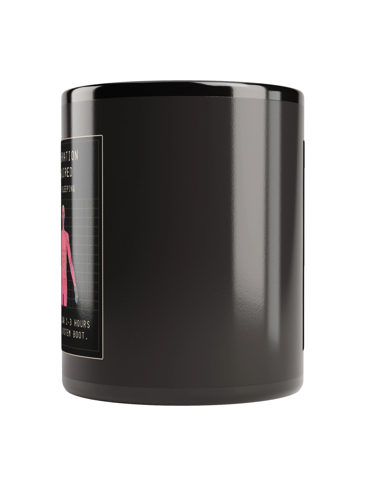 Calibration Required Black Mug | Chronic Illness Morning Boot Humor Cup product image (2)
