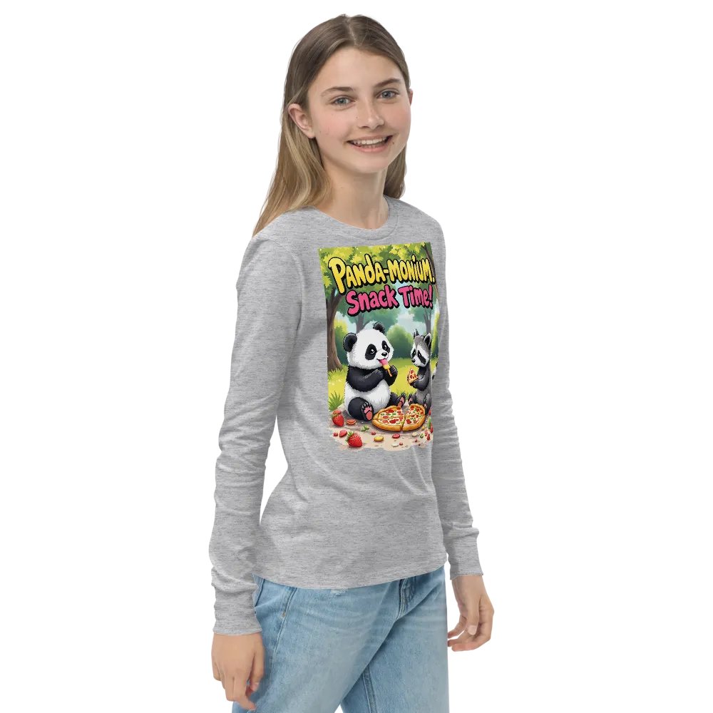 Panda-monium Snack Time! Youth Long Sleeve Tee product image (22)