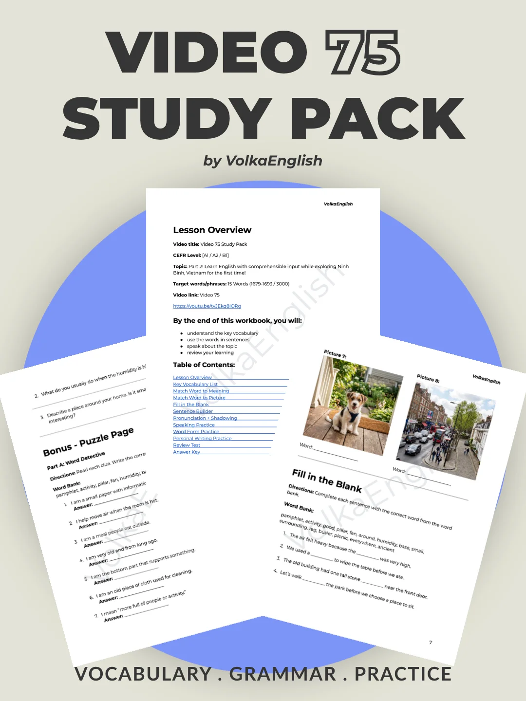 LEARN ENGLISH | Think in English With This Easy Vlog - Video 75 Study Pack product image (1)