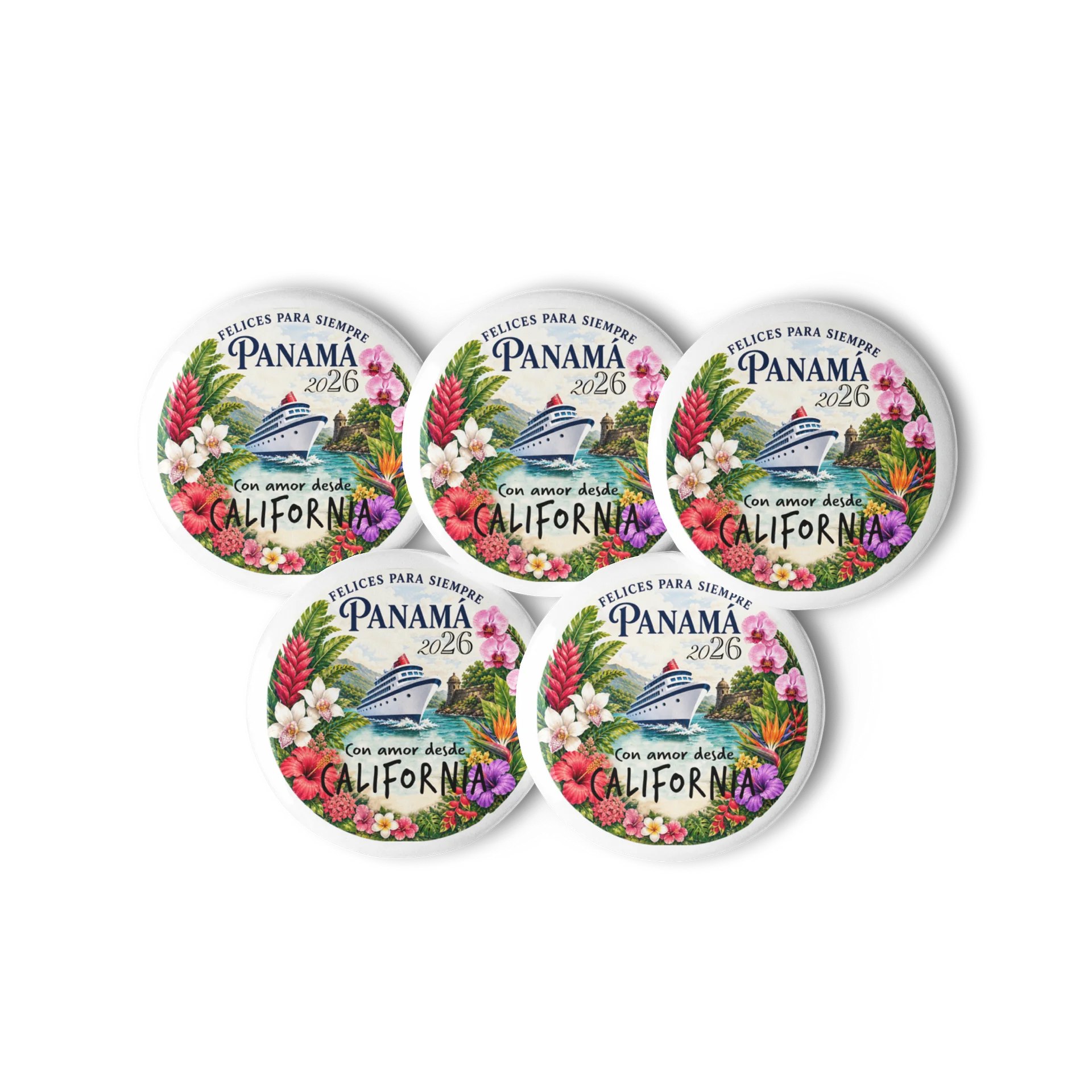 Felices Para Siempre Panamá 2026 Tropical Floral Convention Pin Set – Con Amor Desde California product image (1)