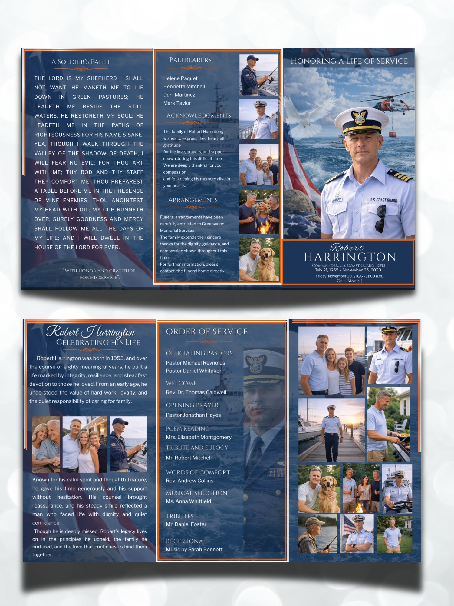 Coast Guard Lifesaving Hero Funeral Program Template for Canva product image (2)