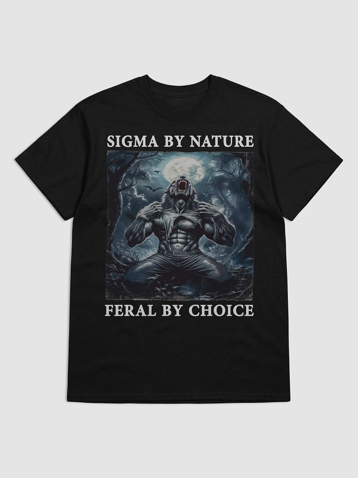 Sigma By Nature Feral By Choice Wolf Ripping Shirt Design - Dark Aesthetic Werewolf Art product image (2)