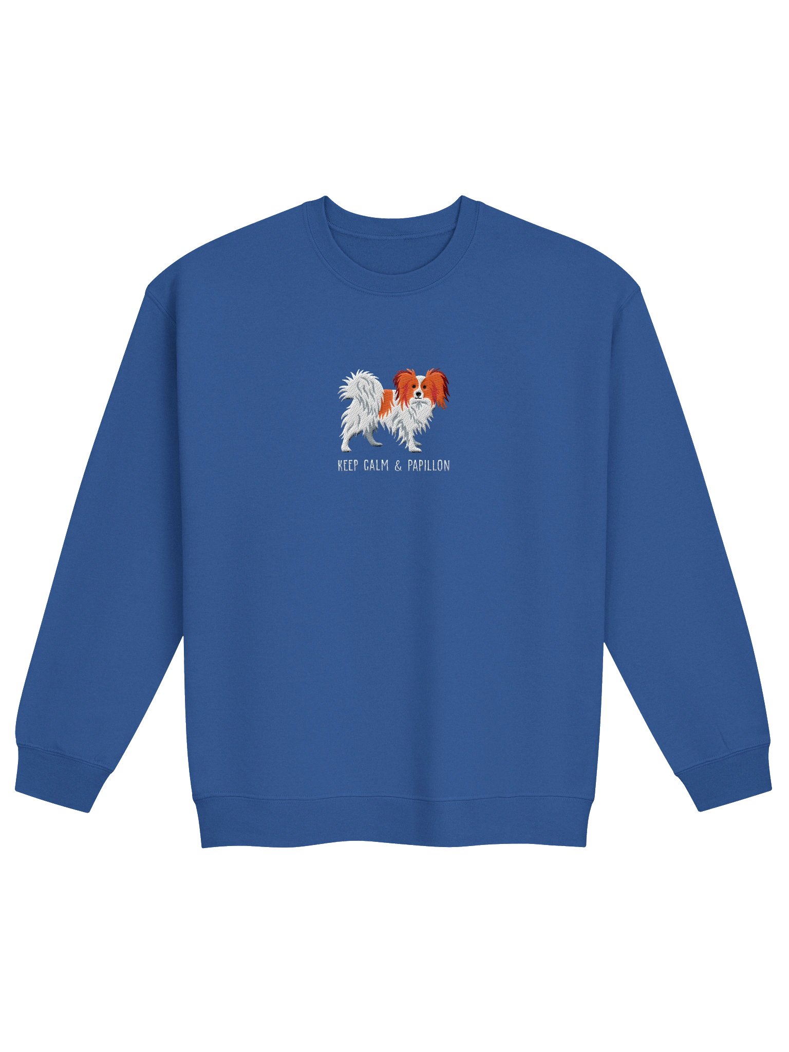 Keep Calm and Papillon Sweatshirt (Embroidered) of a Papillon(Red & White) product image (4)