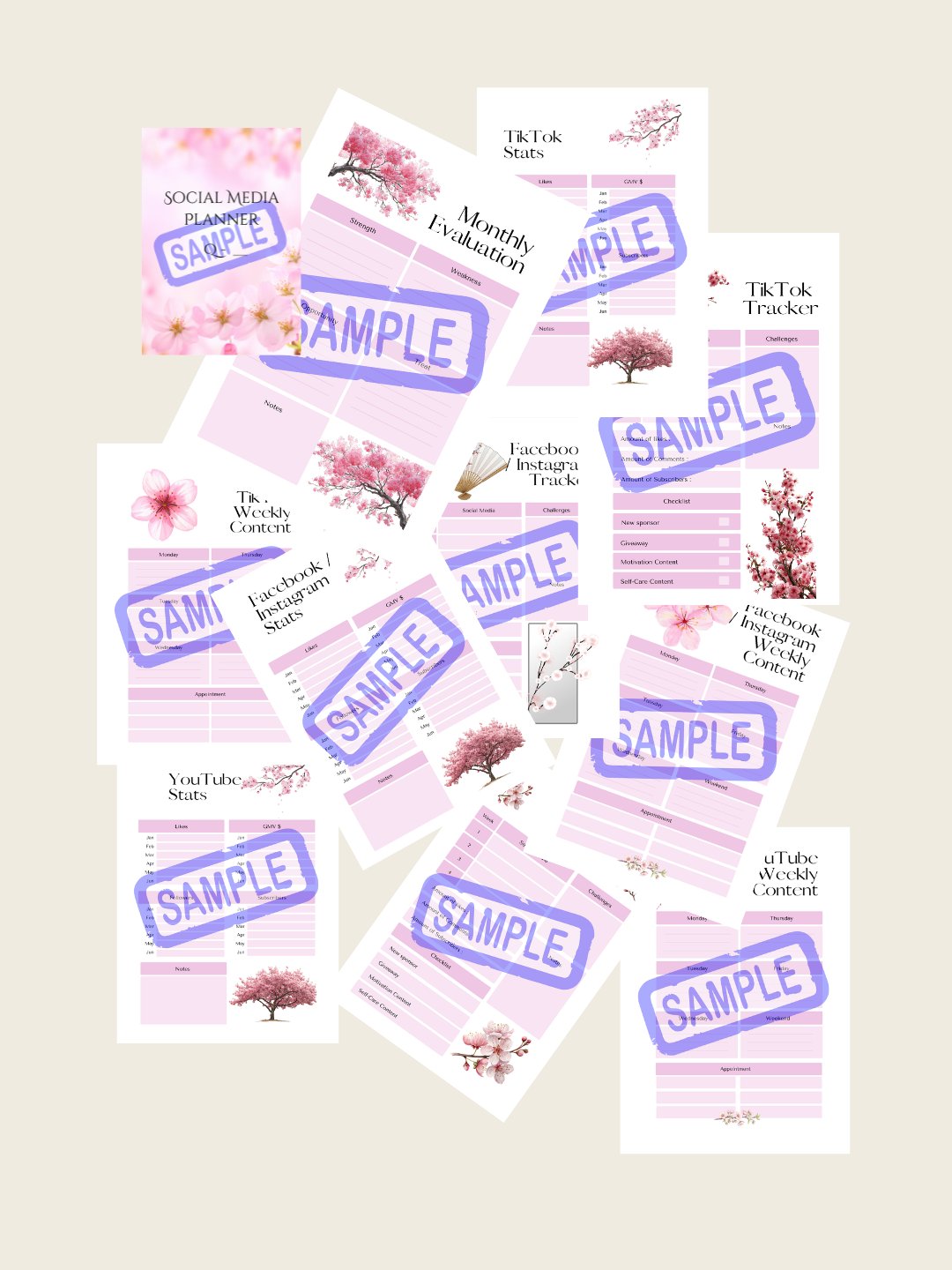 Cherry Blossom Social Media Planner - A5 product image (1)