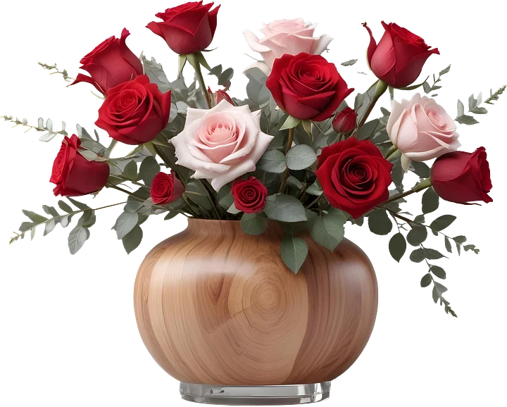 Natural Charm – Woodgrain Rose Vase PNG product image (1)