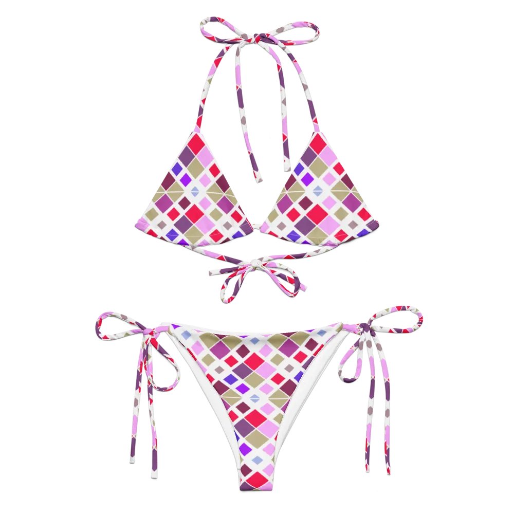 Colorful Square Pattern Design String Bikini - v3 product image (2)