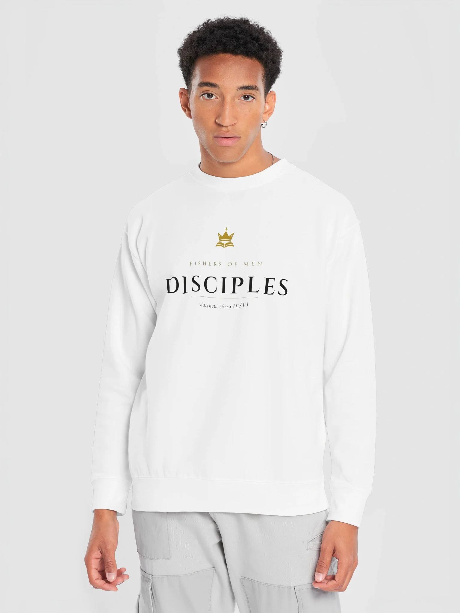 Disciples Crewneck - White, view 5 — Christ Is King crewneck