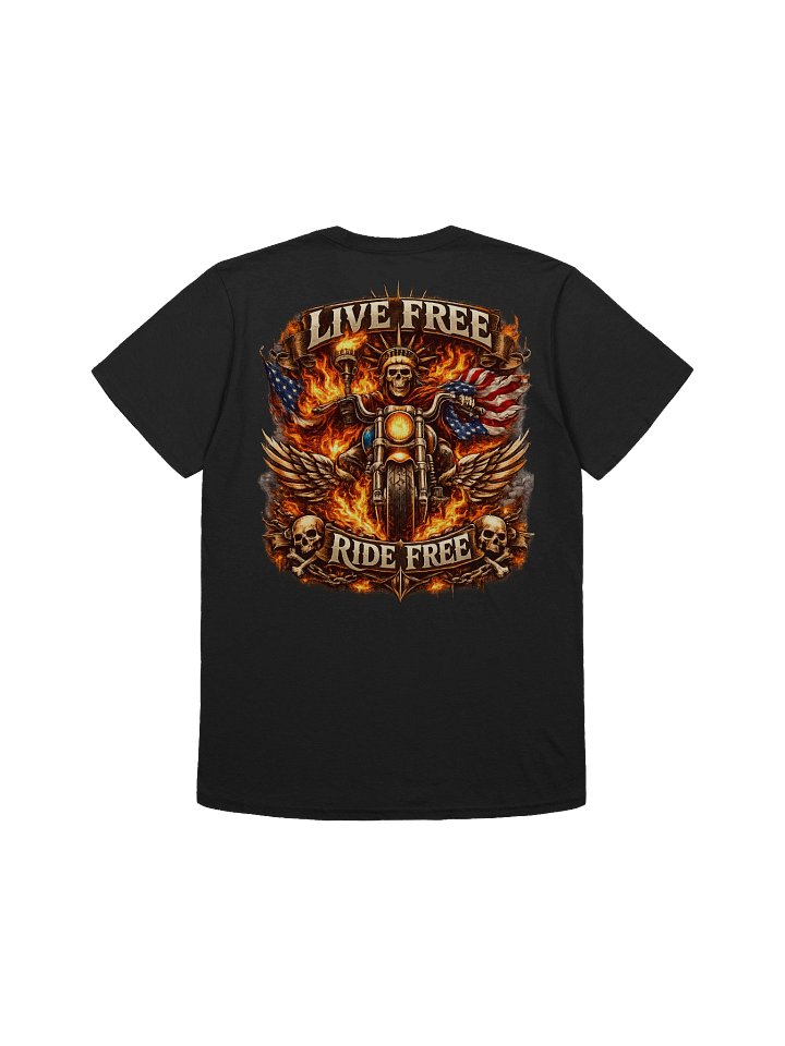 Live Free-Ride Free Back Printed Patriotic Biker T-Shirt product image (1)