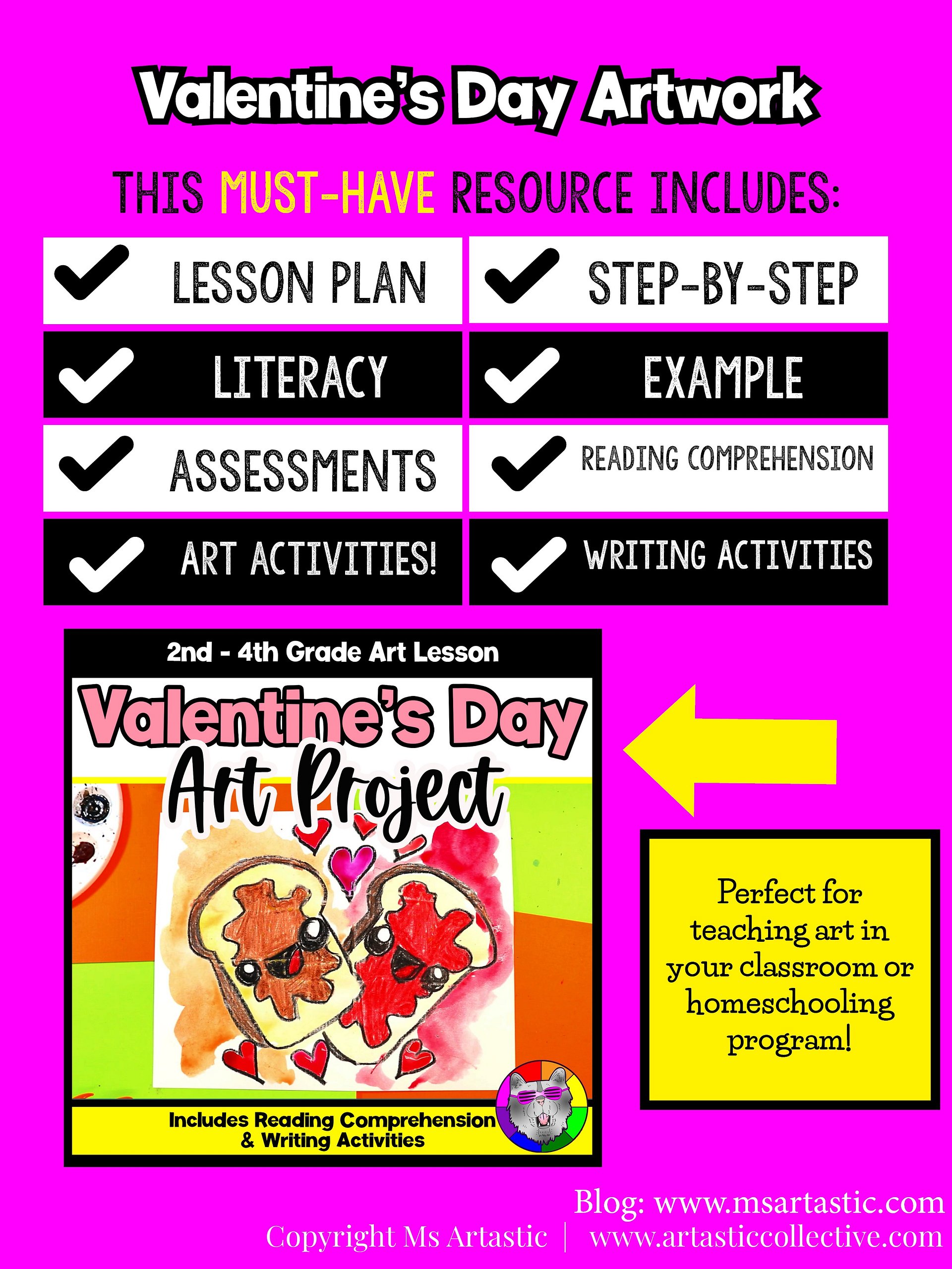 Valentines Day Art Project PB & J Art Lesson Valentine Art Activity V Day Craft Reading Comprehension Writing Activities product image (5)