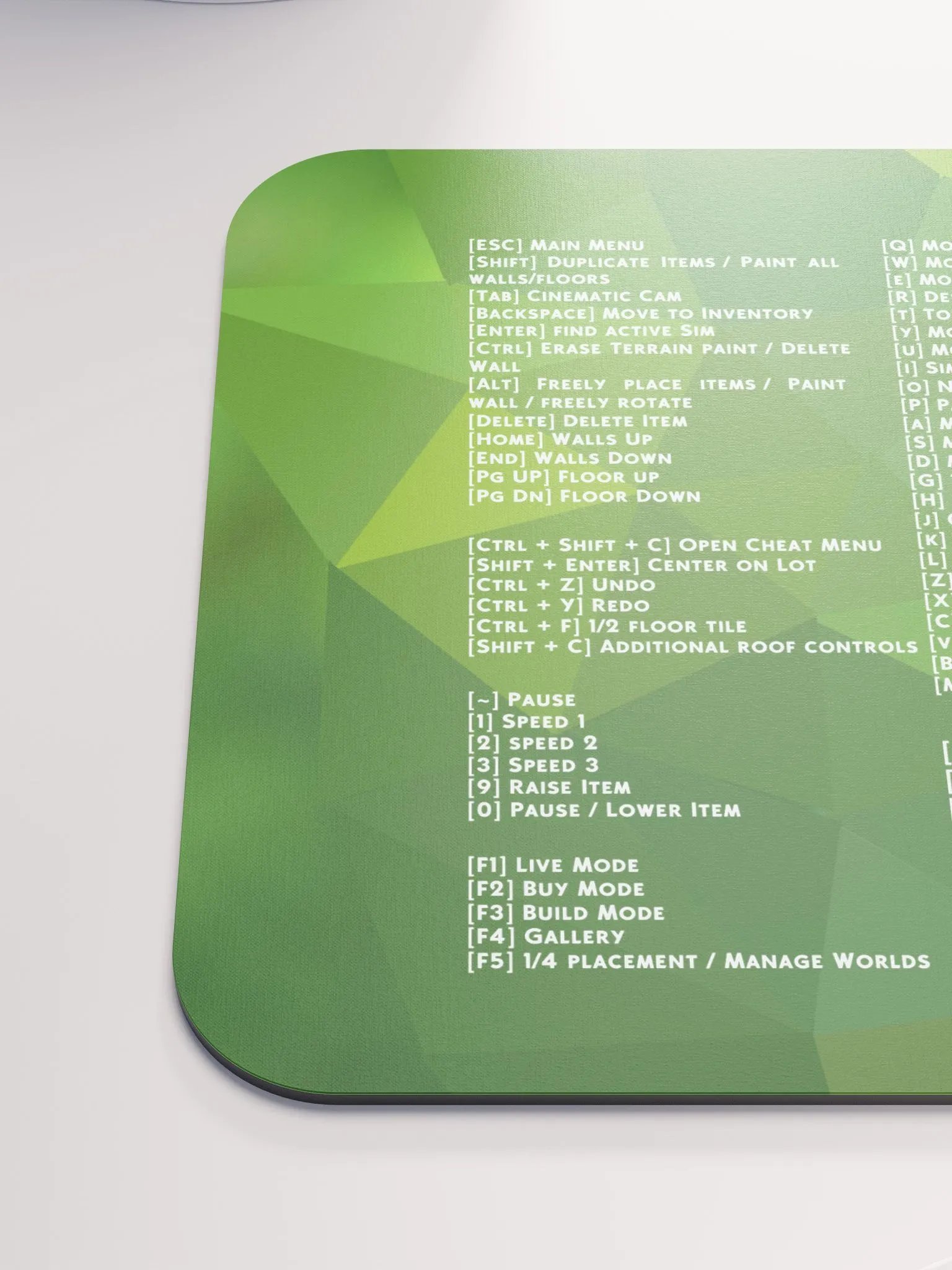 Green Sims Hotkeys Mousepad product image (3)
