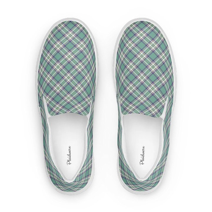 Light Green, Purple, and Yellow Plaid Women's Slip-On Shoes product image (1)