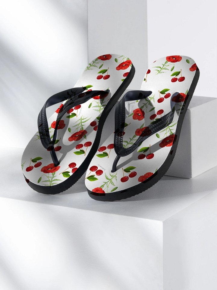 Poppies and Cherries Red and White - Flip-Flops product image (1)