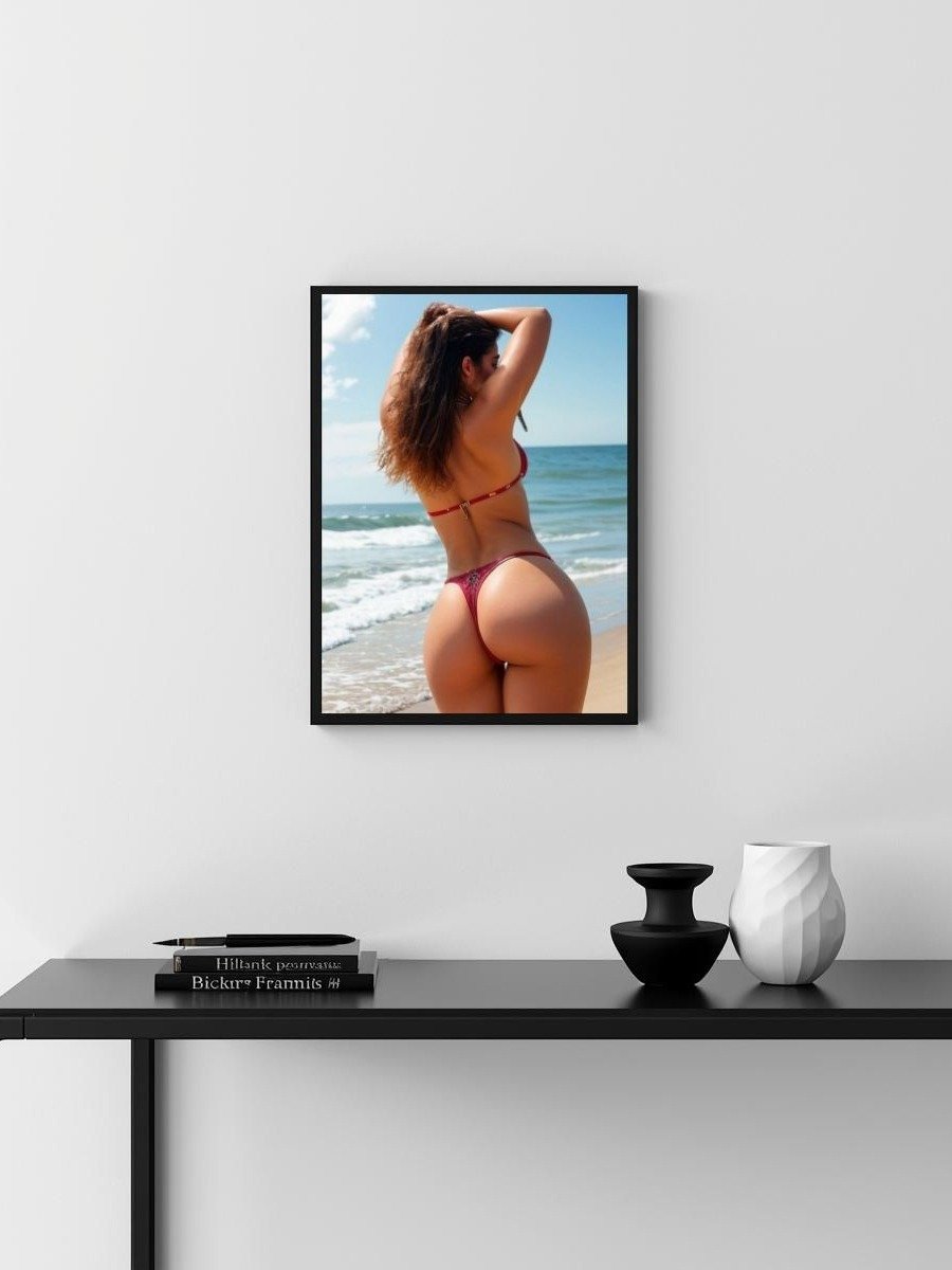 Red String Bikini Beach Back Pose – Glossy 8x10 Metal Print product image (3)