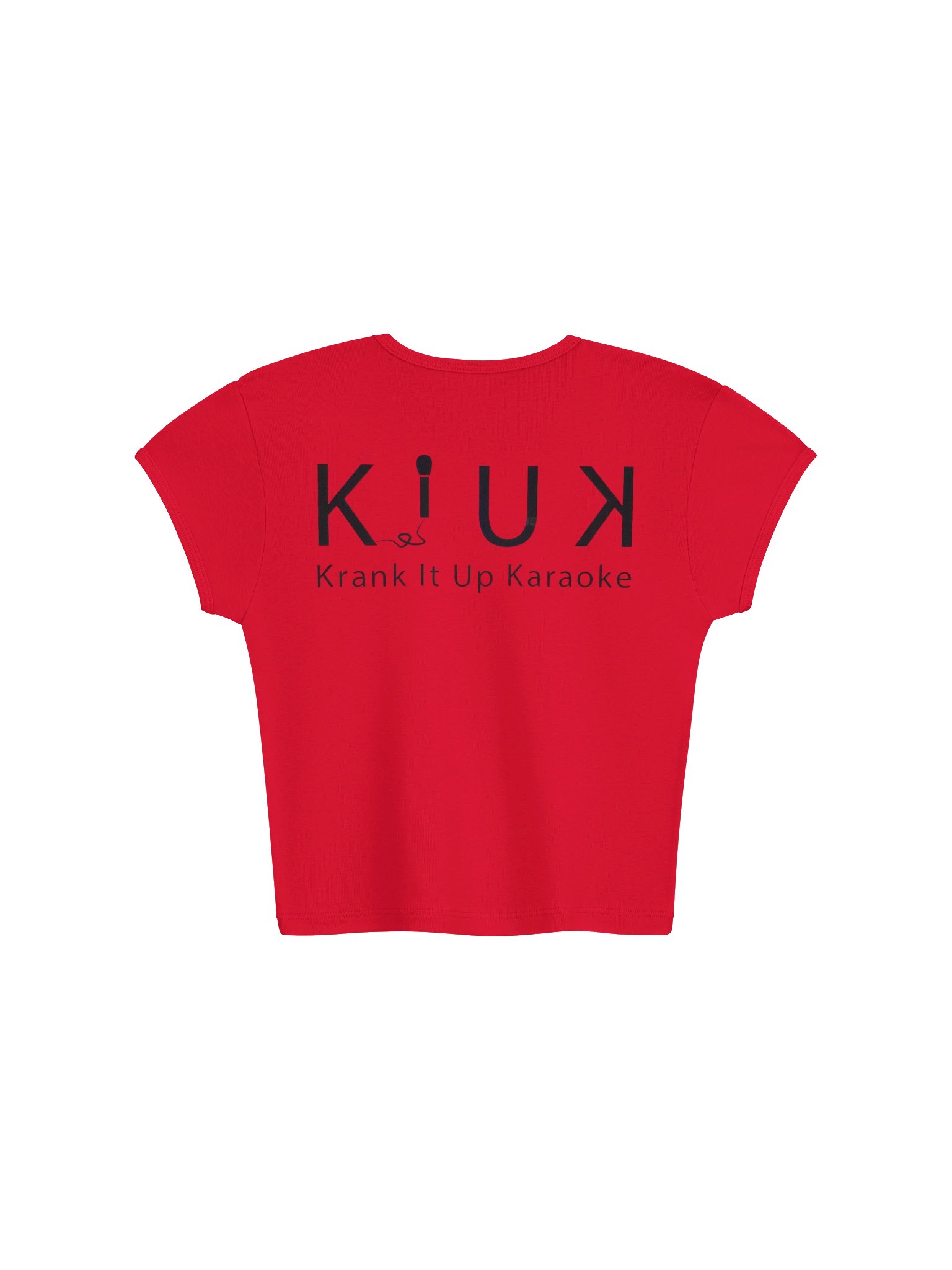 KIUK Large Cyan Logo LA Apparel Womens Ribbed Baby Tee Crop Top - Black Word Logo product image (2)