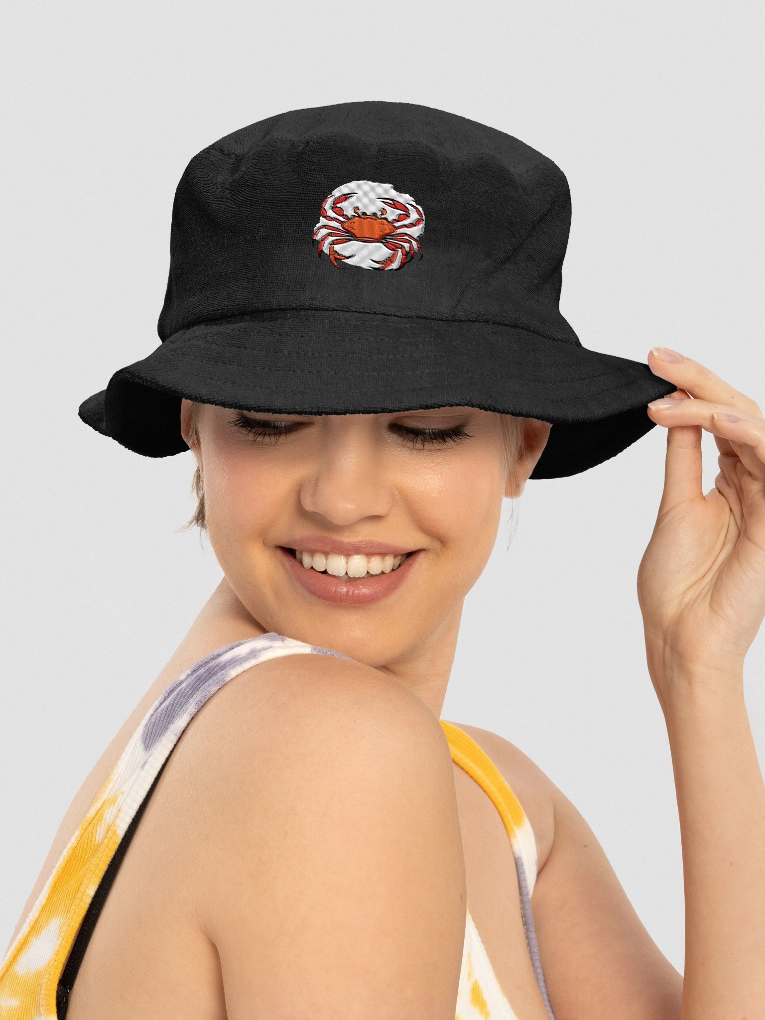 Vibrant Red Crab Terry Bucket Hat product image (18)