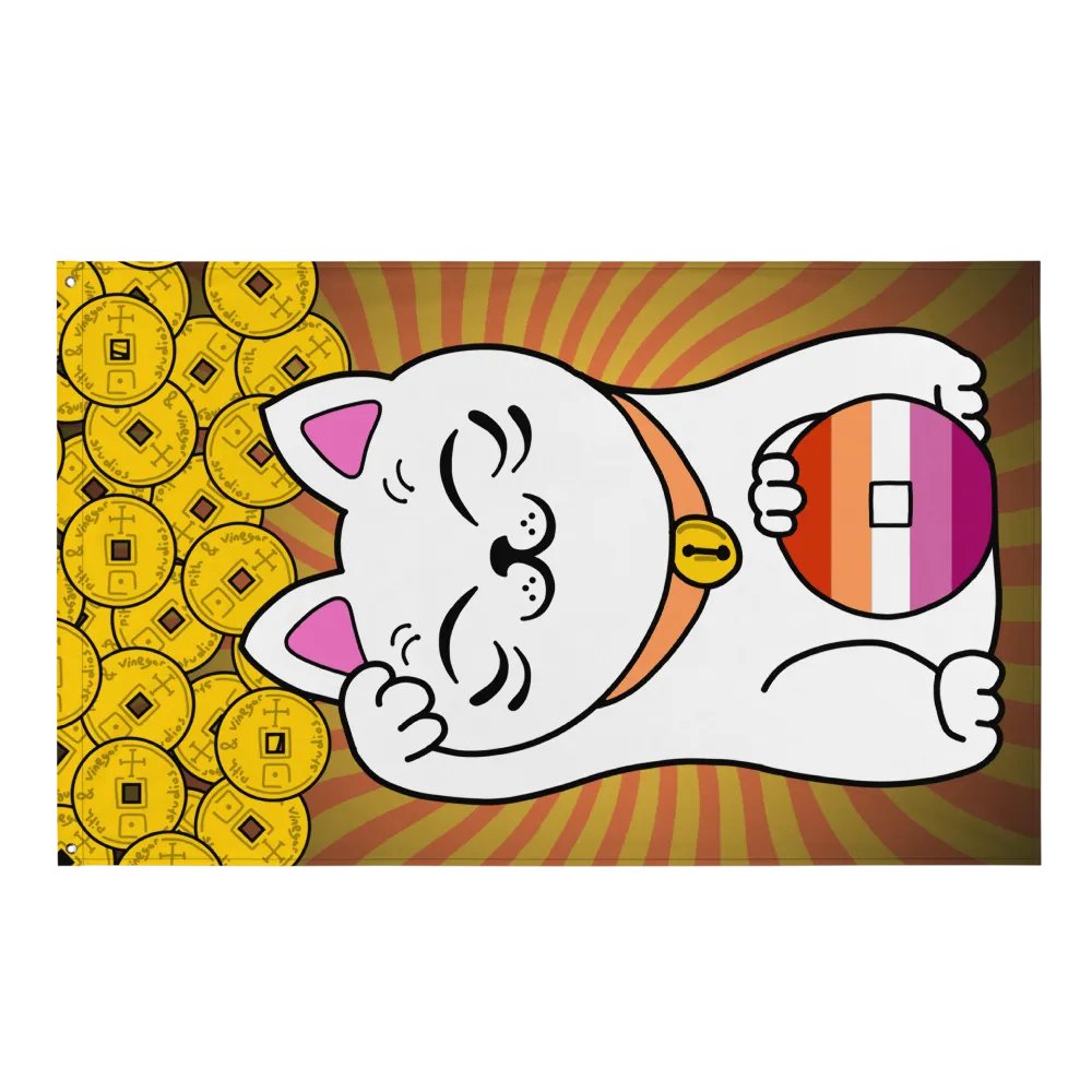 Maneki neko lesbian pride flag product image (1)