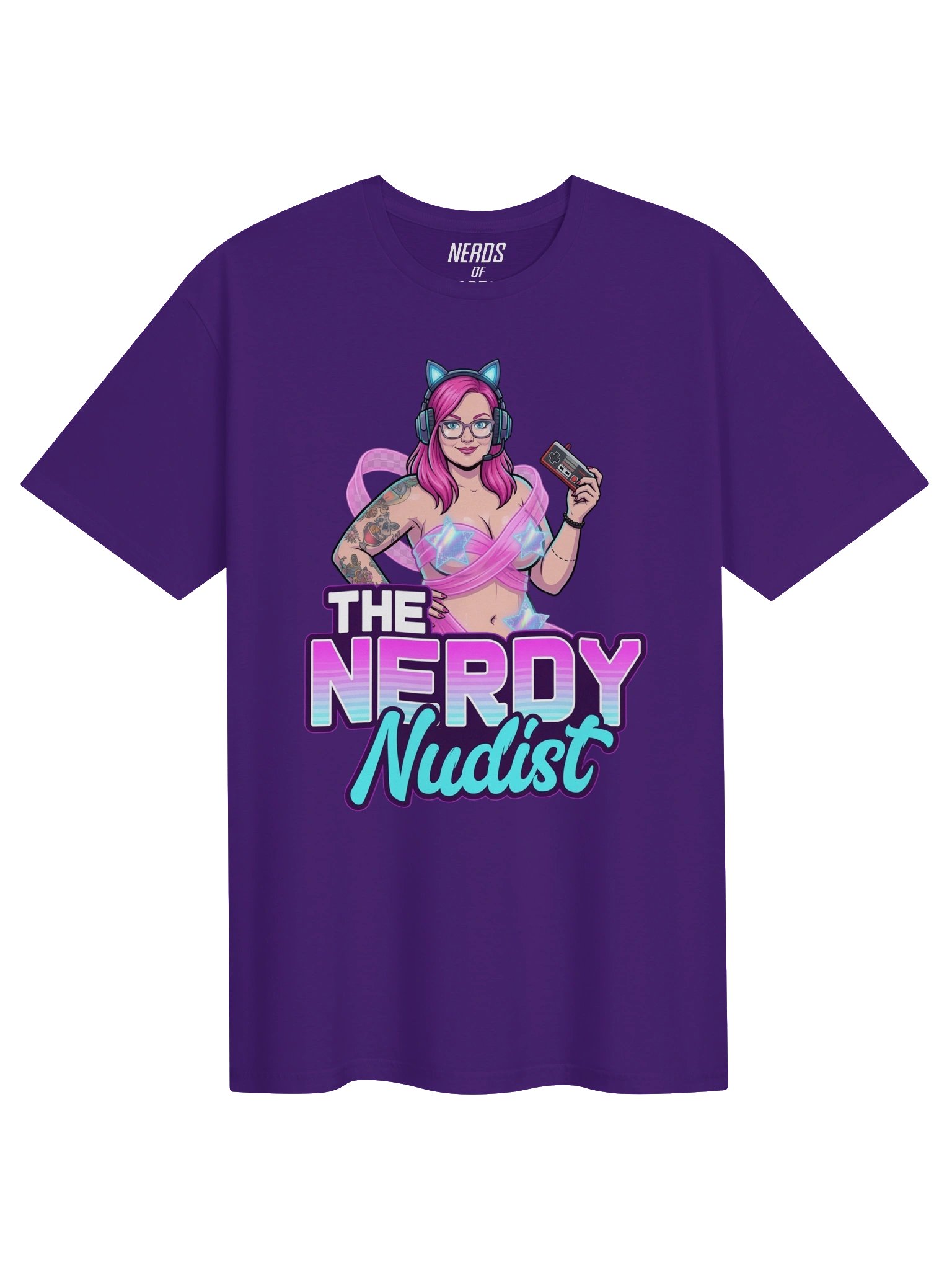 Nerdy Nudist Logo Tee (purple, navy) product image (1)