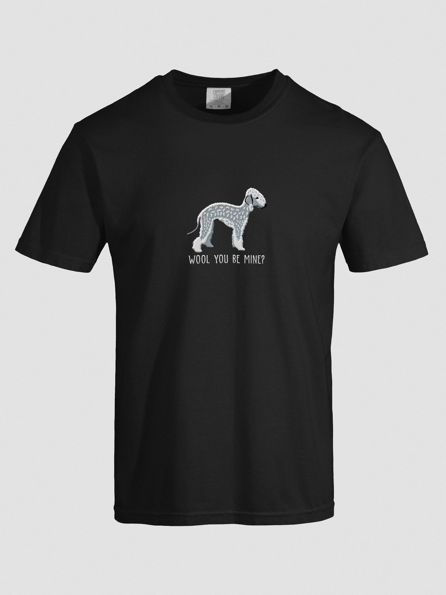 Wool You Be Mine? T-Shirt(Embroidered) of a Bedlington Terrier(Blue) product image (10)
