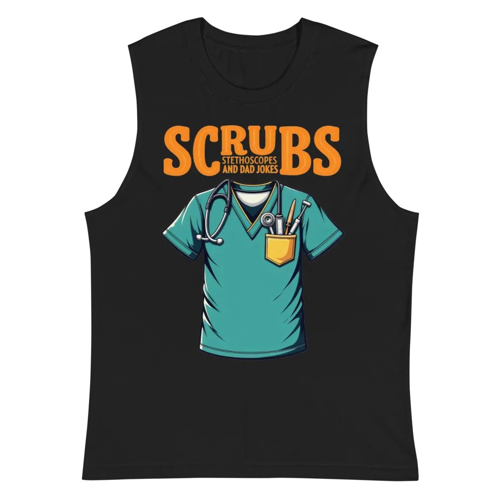 dad jokes, Stylish Scrubs and Stethoscopes Muscle Tank product image (3)