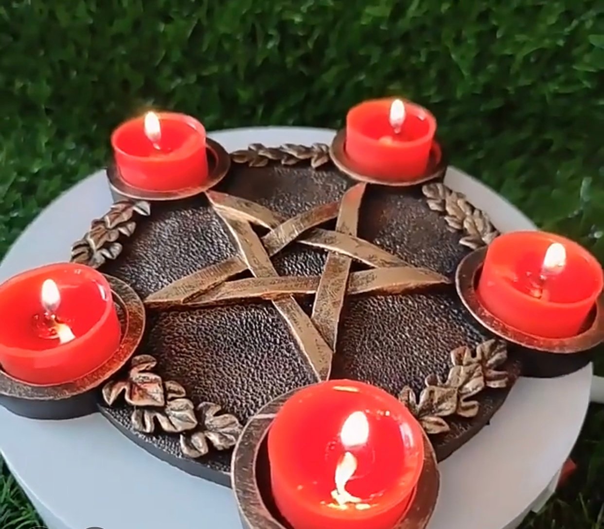 ‏Resin Pentagram Altar Plate – Mystical Star Tray, Home & Candle Décor طبق مذبح نجمة خماسية من الراتنج – زينة غامضة للمنزل والشمع product image (7)
