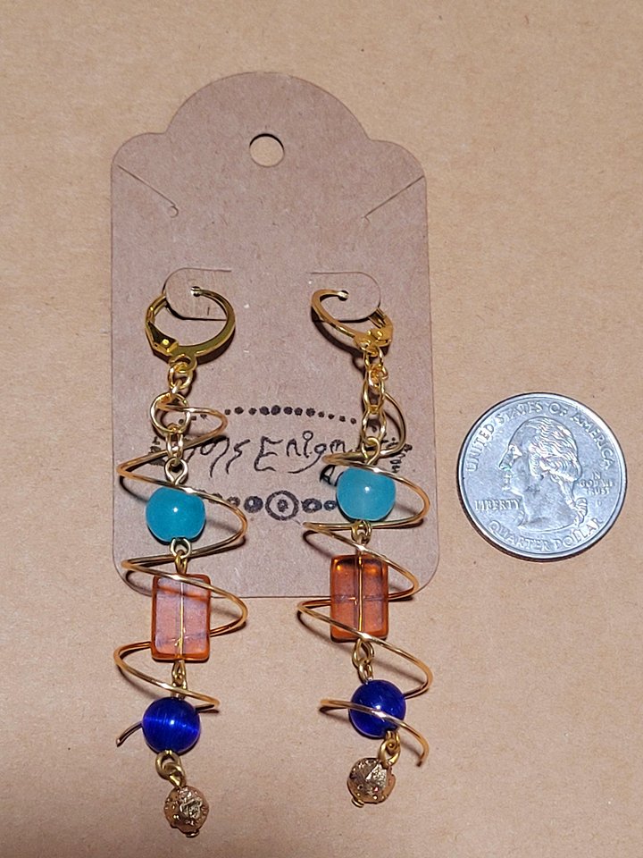 Royal blue swirl earrings product image (2)