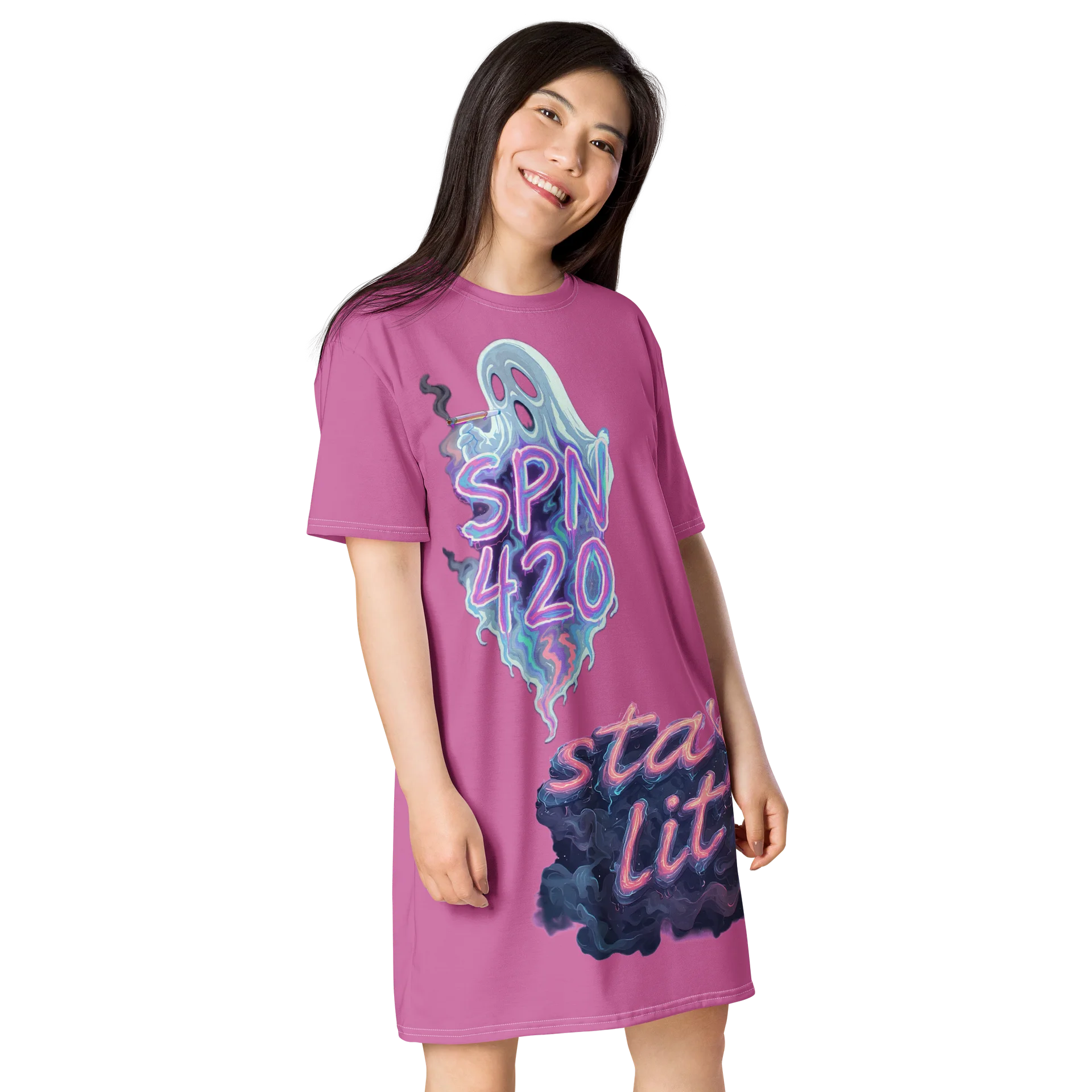 Ghostly Vibes All-Over T-Shirt Dress product image (4)