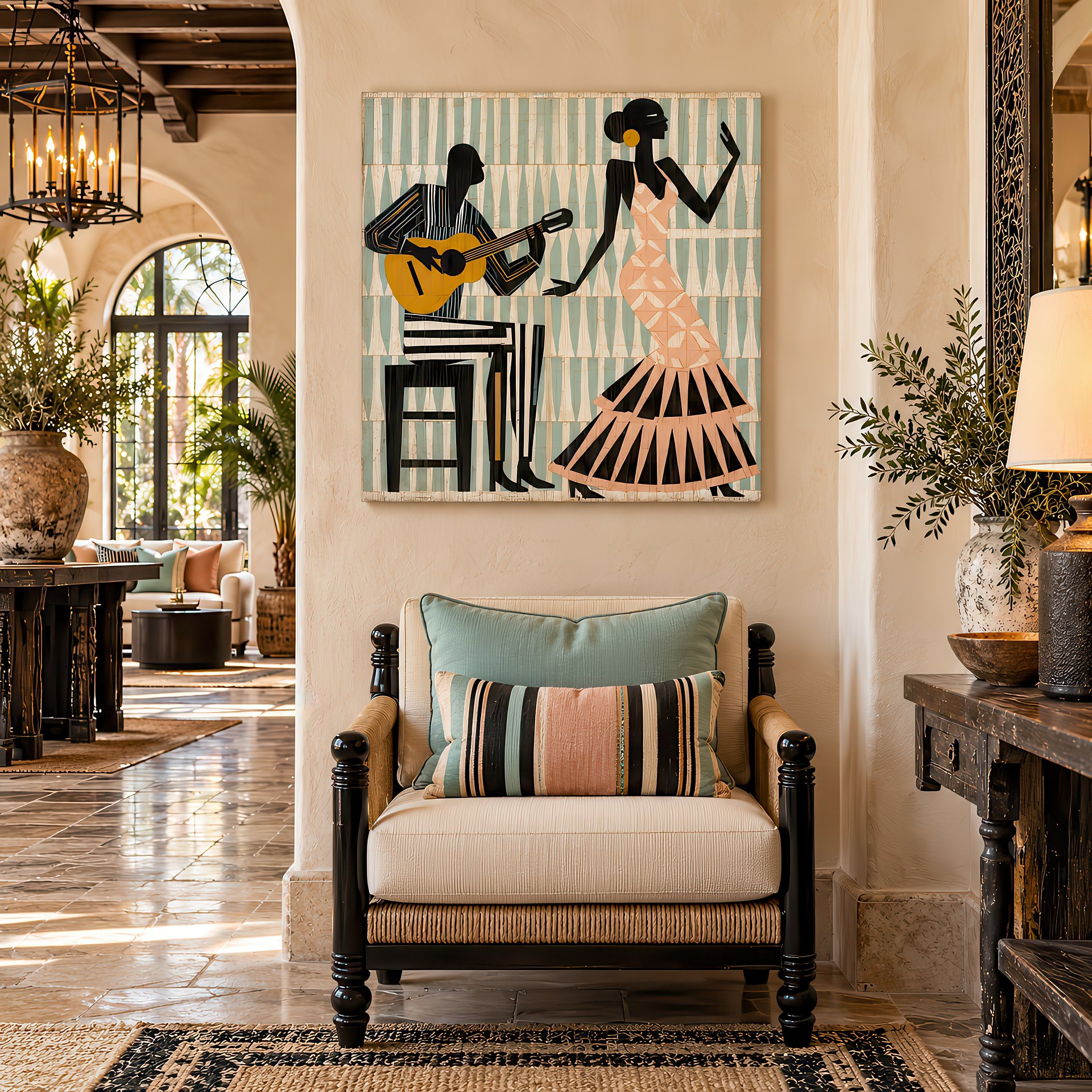 La Noche Española | Mid-Century Flamenco Birch Wood Art | Wall Decor | 24x24″ (60x60 cm) product image (10)