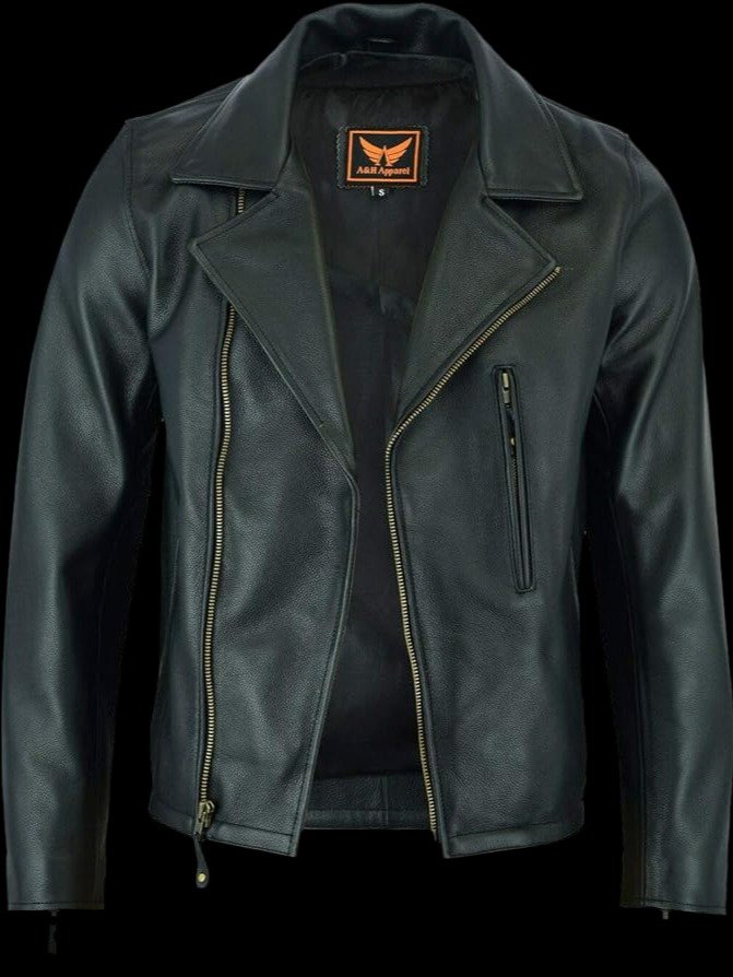 Mens A&H Classic Leather Biker Jacket V2 product image (1)
