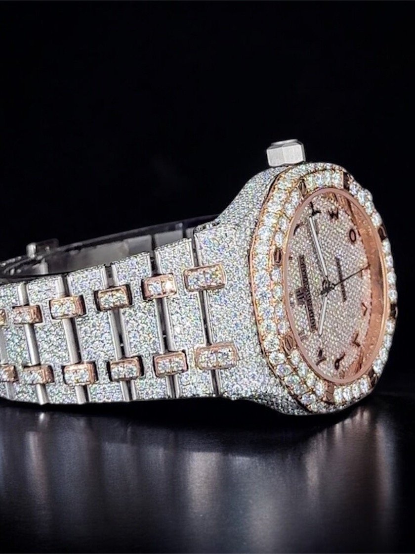 AP ROSE WHITE WITH ARABIC DIAL MOISSANITE DIAMOND WATCH product image (3)
