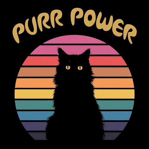 #PurrPower #CatSilhouette #RetroVibes #FelineMajesty #CatLovers #VintageStyle #CoolCat #MeowMagic #PetArt #AnimalGraphic #Bol...