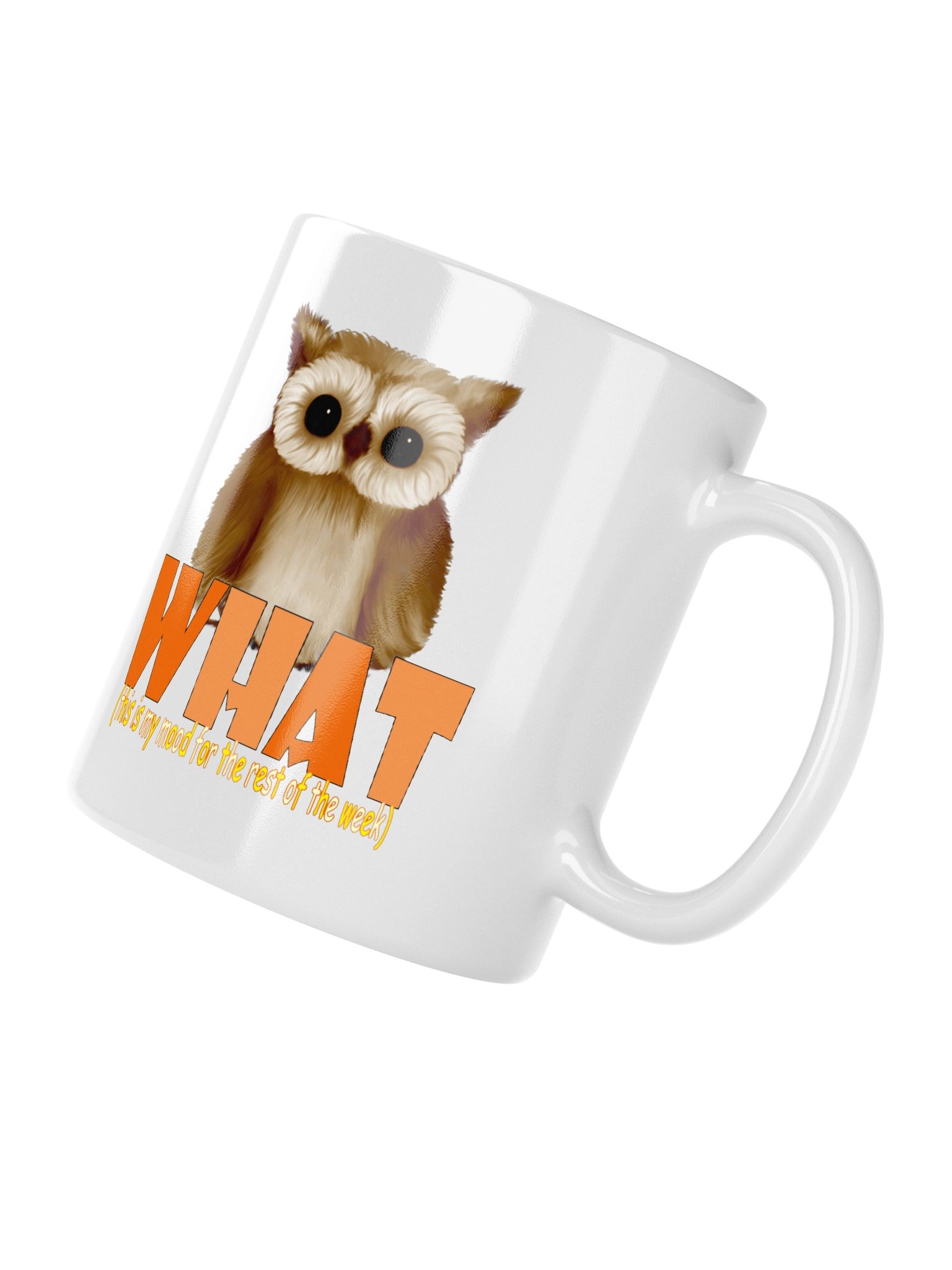 Owl "WHAT" White Glossy Mug product image (3)
