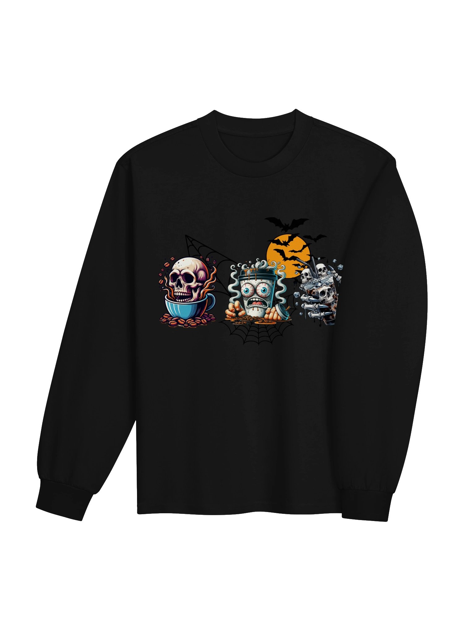 Halloween Coffee Unisex Premium Heavyweight Long Sleeve Shirt – Spooky Skull Graphic product image (21)