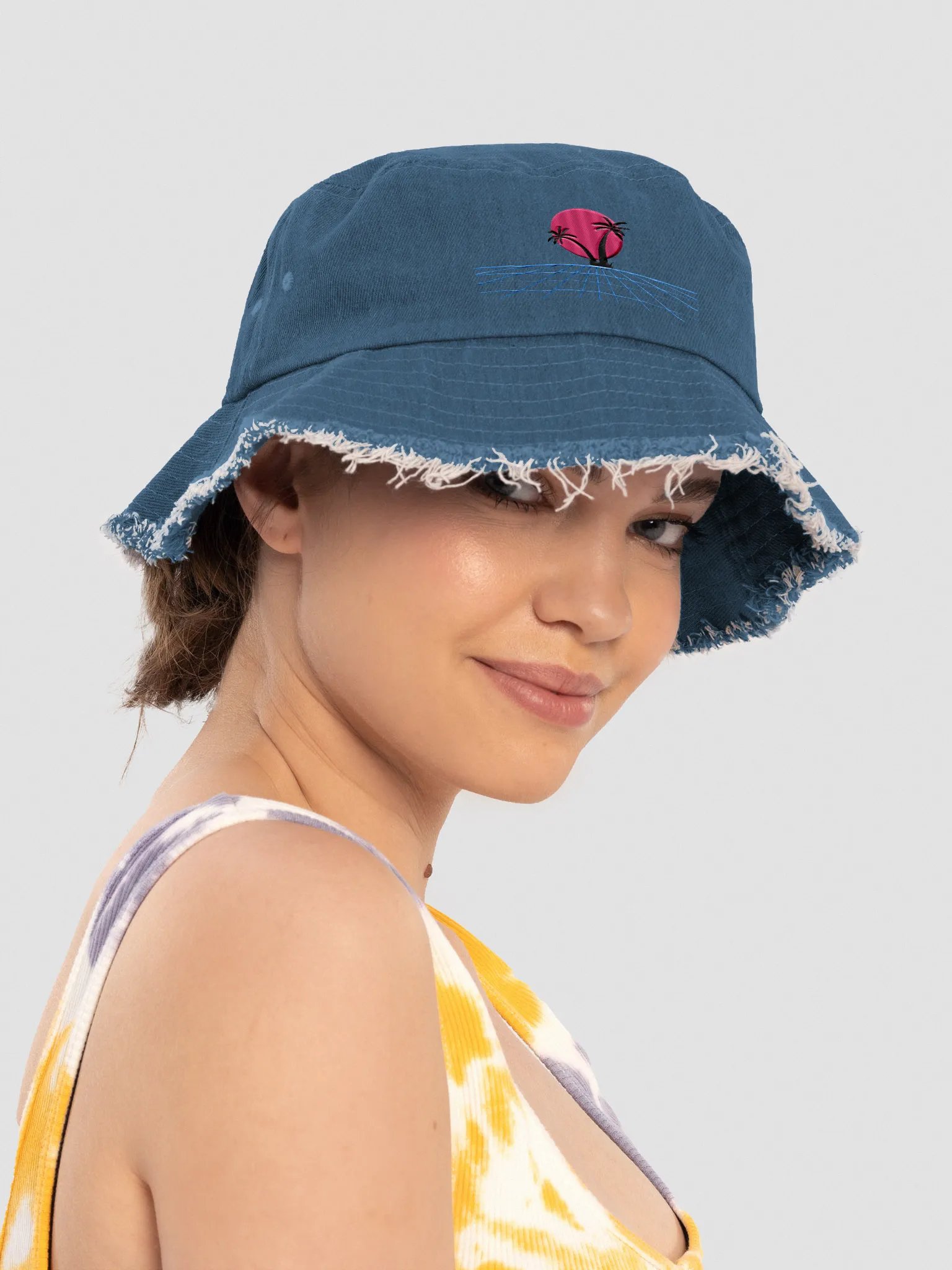 Synthwave Sunset Denim Bucket Hat product image (2)